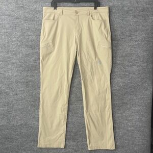 Eddie Bauer Womens Khaki Outdoor Cargo Pants Size 16 Nylon Spandex Zip Pockets